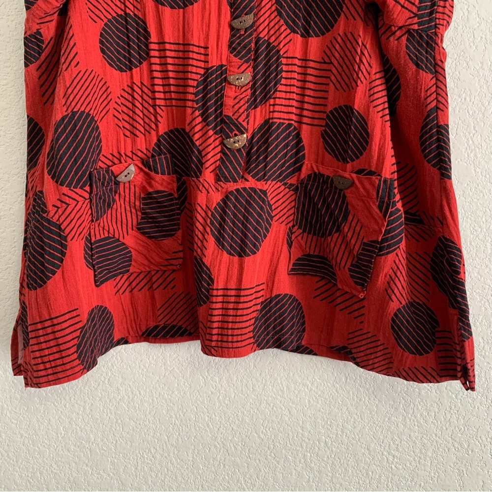 Ali Miles Blouse Top Womens 2X Wired Collar Popover Pockets Geometric Dots Artsy - Picture 8 of 16